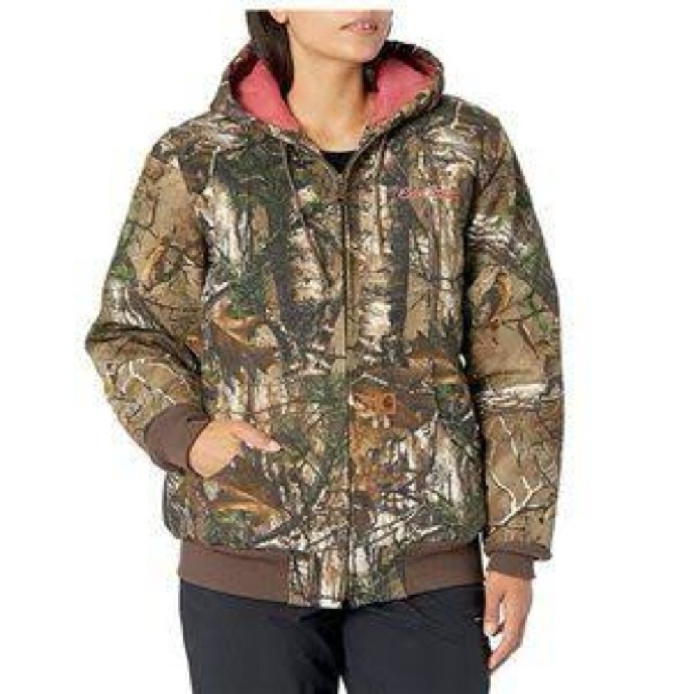 Carhartt Women's Camo Utility Jacket with Pink Lining